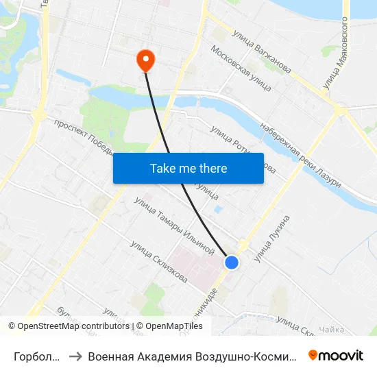 Горбольница №6 to Военная Академия Воздушно-Космической Обороны Имени Г.К. Жукова map