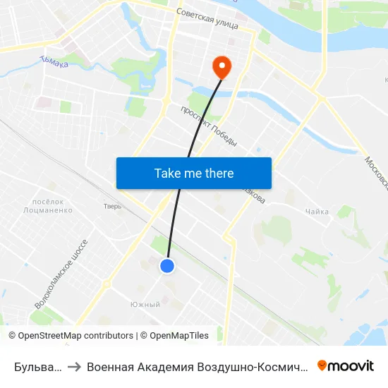 Бульвар Гусева to Военная Академия Воздушно-Космической Обороны Имени Г.К. Жукова map