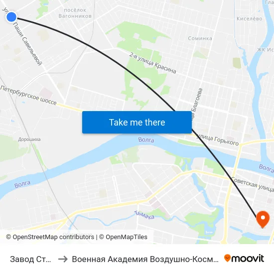 Завод Стеклопластик to Военная Академия Воздушно-Космической Обороны Имени Г.К. Жукова map