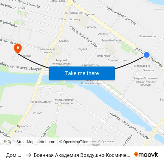 Дом Союзов to Военная Академия Воздушно-Космической Обороны Имени Г.К. Жукова map