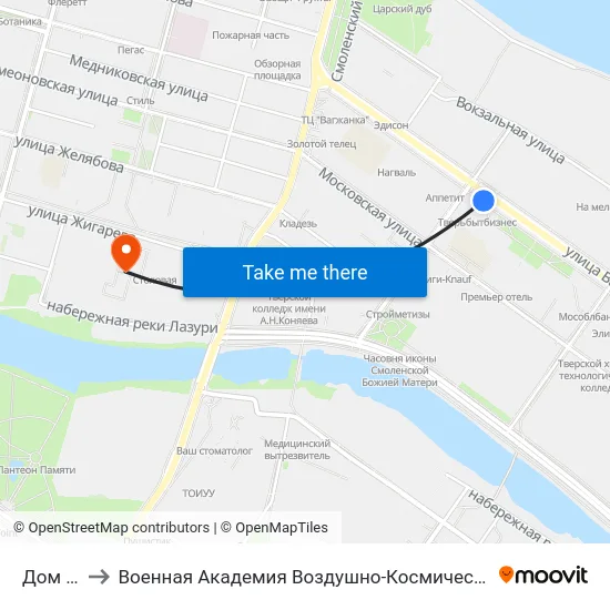 Дом Радио to Военная Академия Воздушно-Космической Обороны Имени Г.К. Жукова map