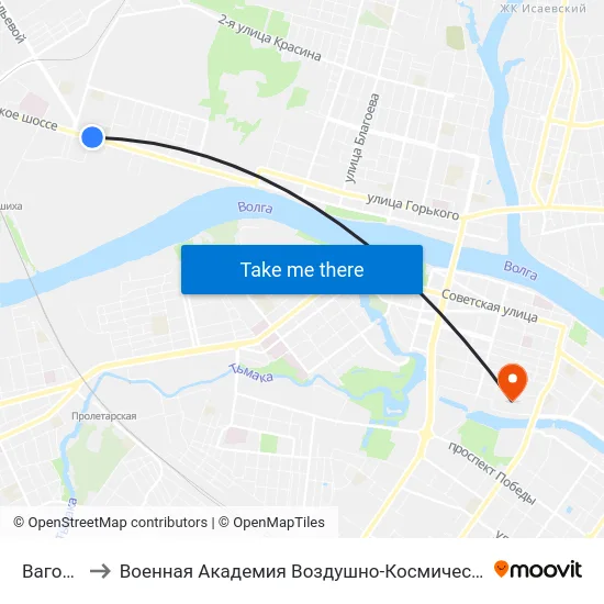 Вагонзавод to Военная Академия Воздушно-Космической Обороны Имени Г.К. Жукова map