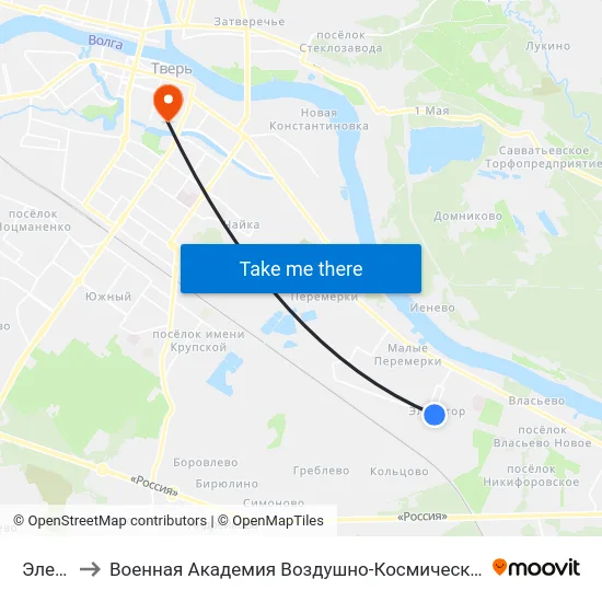 Элеватор to Военная Академия Воздушно-Космической Обороны Имени Г.К. Жукова map
