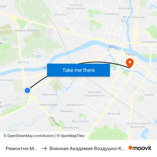 Ремонтно-Механический Завод to Военная Академия Воздушно-Космической Обороны Имени Г.К. Жукова map