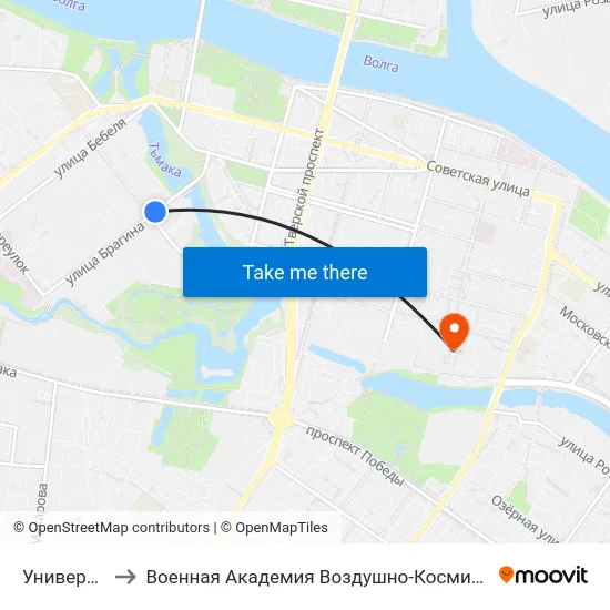 Универмаг 'Тверь' to Военная Академия Воздушно-Космической Обороны Имени Г.К. Жукова map