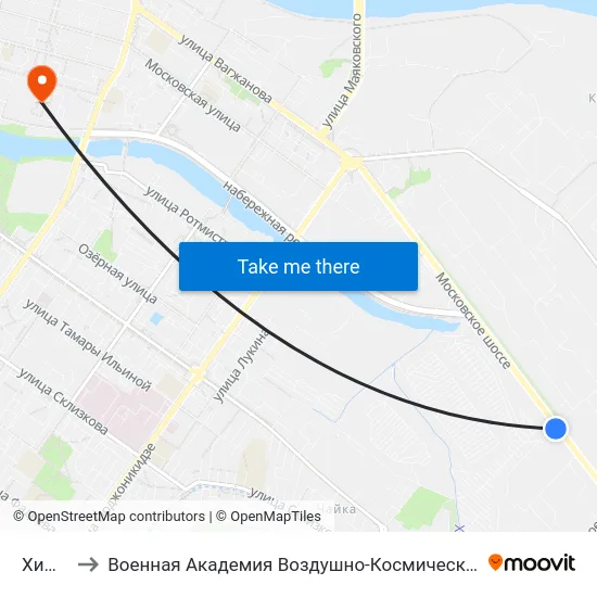 Химпром to Военная Академия Воздушно-Космической Обороны Имени Г.К. Жукова map