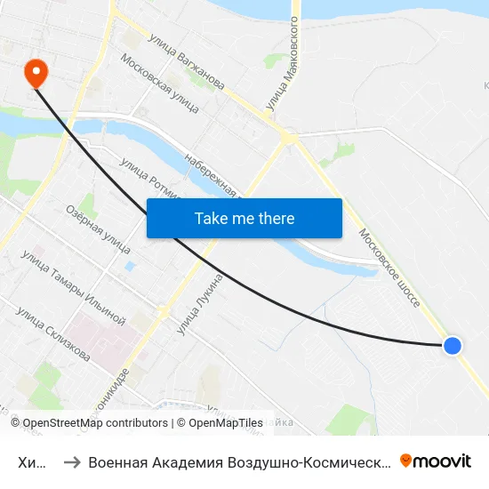 Химпром to Военная Академия Воздушно-Космической Обороны Имени Г.К. Жукова map