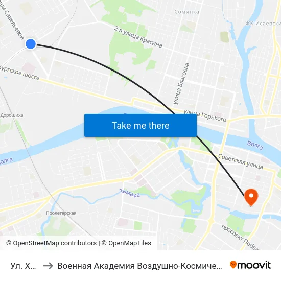 Ул. Хромова to Военная Академия Воздушно-Космической Обороны Имени Г.К. Жукова map