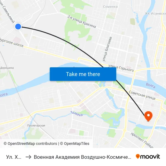 Ул. Хромова to Военная Академия Воздушно-Космической Обороны Имени Г.К. Жукова map