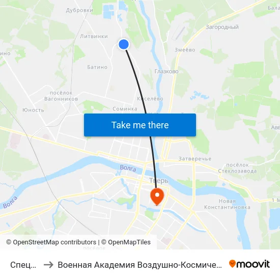 Спецмонтаж to Военная Академия Воздушно-Космической Обороны Имени Г.К. Жукова map