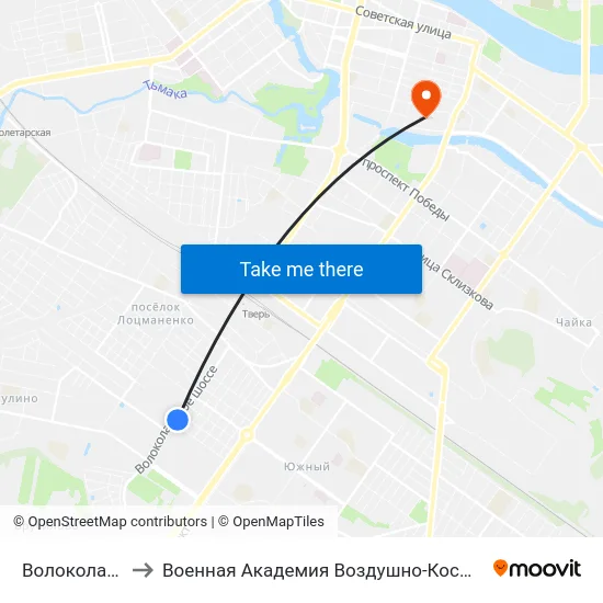 Волоколамское Шоссе to Военная Академия Воздушно-Космической Обороны Имени Г.К. Жукова map