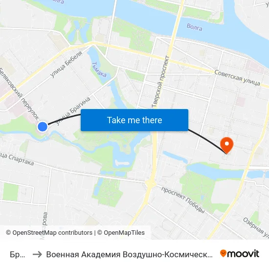 Брагина to Военная Академия Воздушно-Космической Обороны Имени Г.К. Жукова map