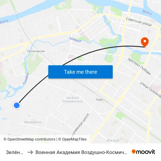 Зелёная Улица to Военная Академия Воздушно-Космической Обороны Имени Г.К. Жукова map