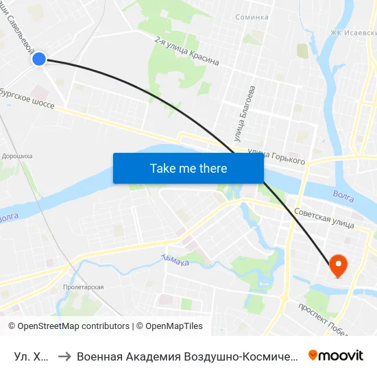 Ул. Хромова to Военная Академия Воздушно-Космической Обороны Имени Г.К. Жукова map