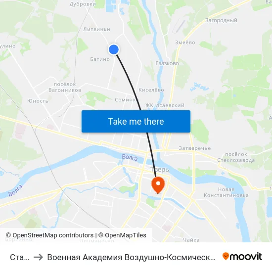 Станция to Военная Академия Воздушно-Космической Обороны Имени Г.К. Жукова map