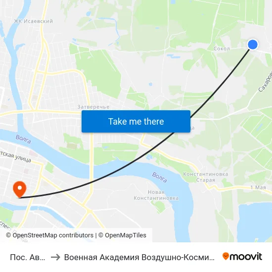 Пос. Аввакумово to Военная Академия Воздушно-Космической Обороны Имени Г.К. Жукова map