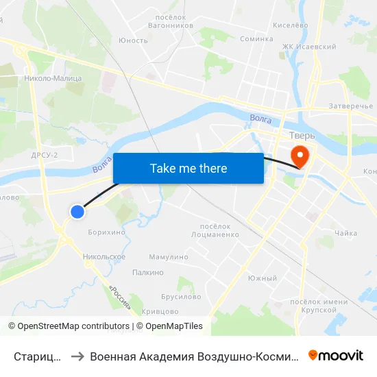 Старицкое Шоссе to Военная Академия Воздушно-Космической Обороны Имени Г.К. Жукова map