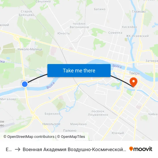 E105 to Военная Академия Воздушно-Космической Обороны Имени Г.К. Жукова map