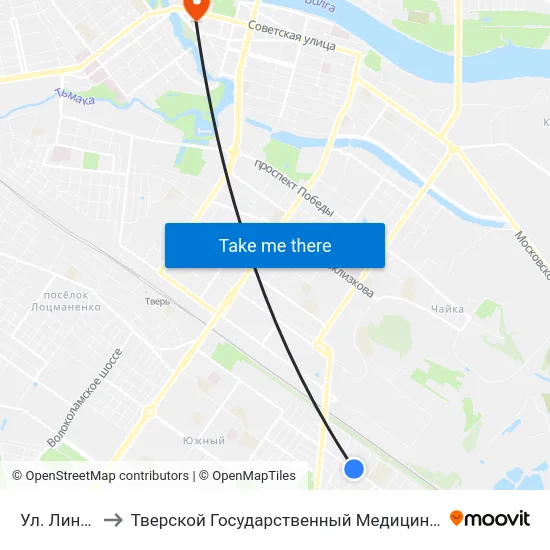 Ул. Линейная to Тверской Государственный Медицинский Университет map