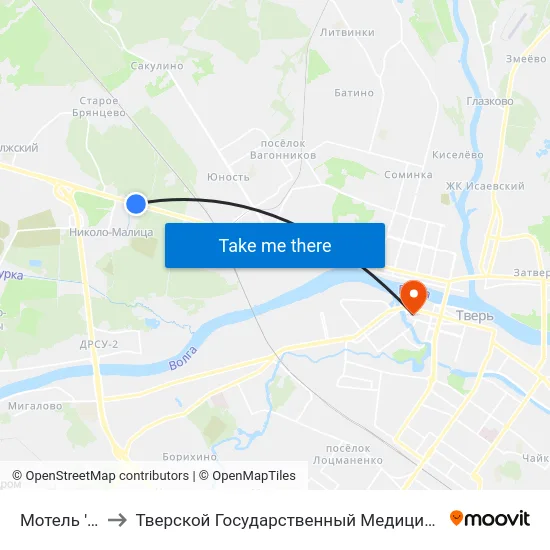 Мотель 'Тверь' to Тверской Государственный Медицинский Университет map