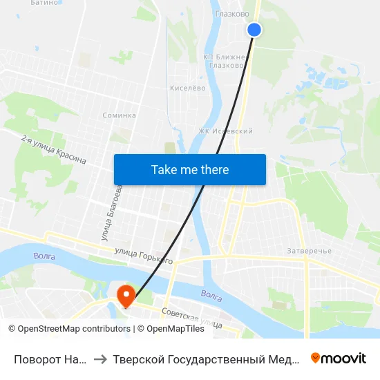 Поворот На Глазково to Тверской Государственный Медицинский Университет map