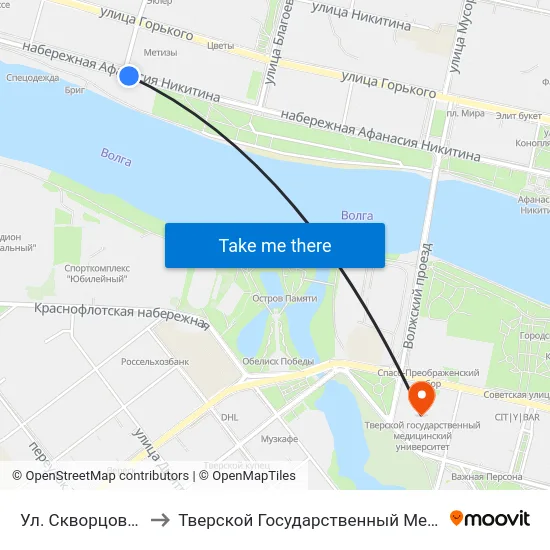 Ул. Скворцова-Степанова to Тверской Государственный Медицинский Университет map