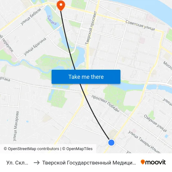 Ул. Склизкова to Тверской Государственный Медицинский Университет map