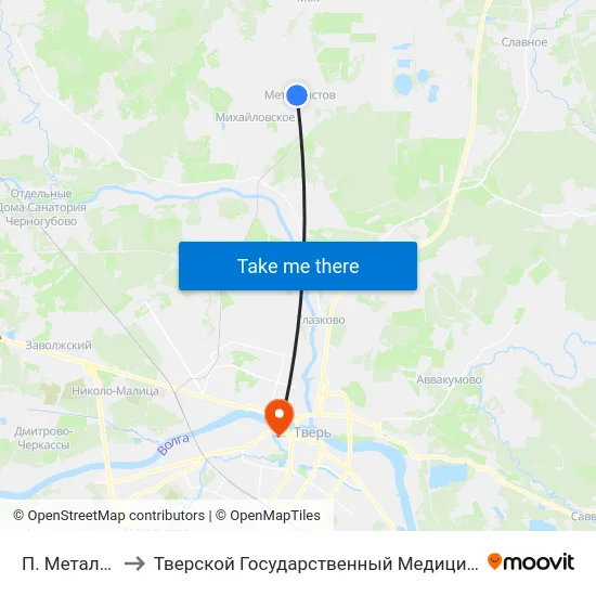П. Металлистов to Тверской Государственный Медицинский Университет map