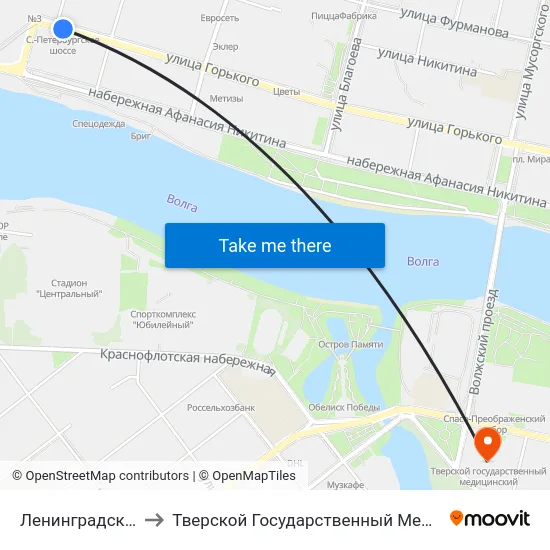 Ленинградская Застава to Тверской Государственный Медицинский Университет map