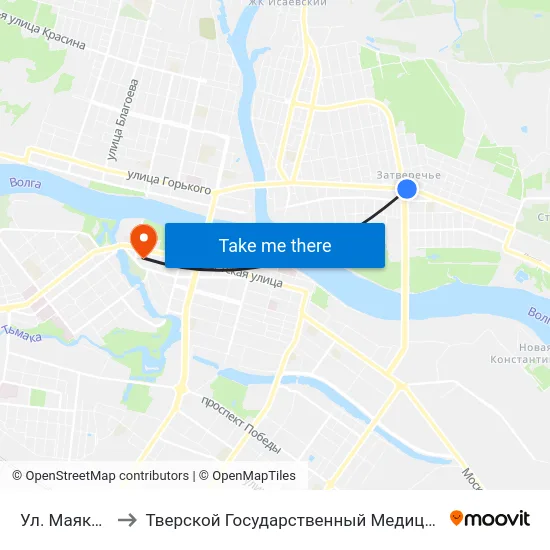 Ул. Маяковского to Тверской Государственный Медицинский Университет map