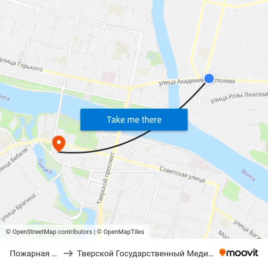 Пожарная Площадь to Тверской Государственный Медицинский Университет map