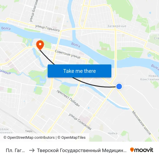 Пл. Гагарина to Тверской Государственный Медицинский Университет map