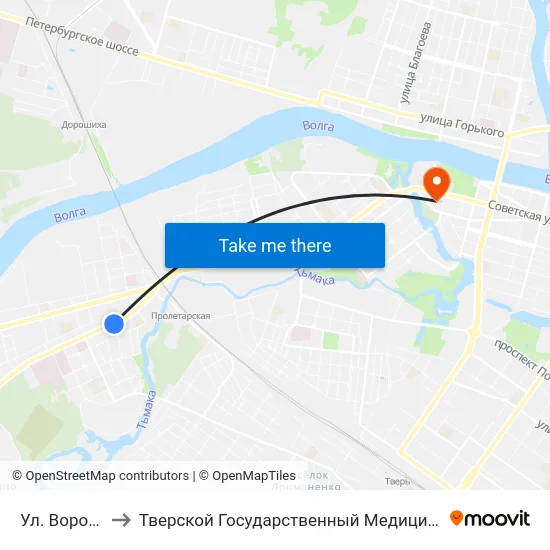 Ул. Воровского to Тверской Государственный Медицинский Университет map