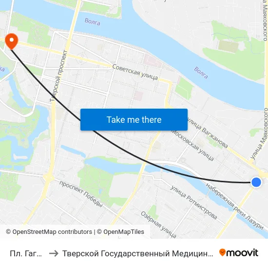 Пл. Гагарина to Тверской Государственный Медицинский Университет map