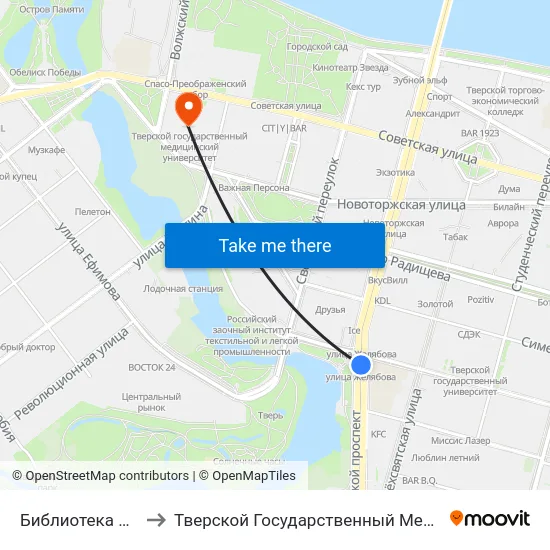 Библиотека Им. Герцена to Тверской Государственный Медицинский Университет map