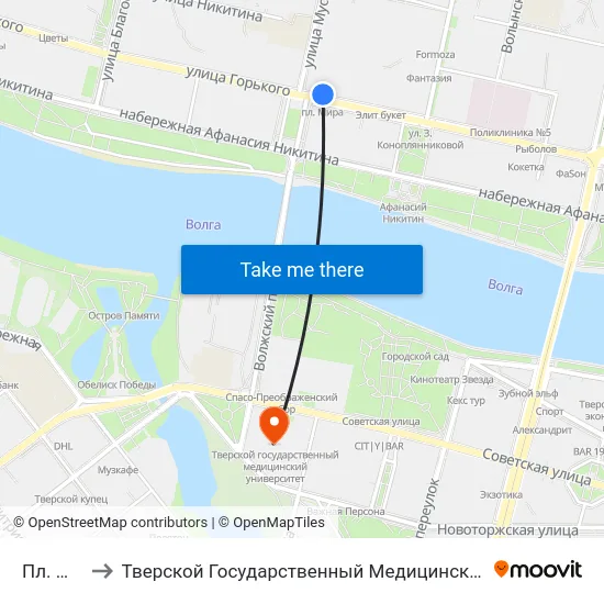 Пл. Мира to Тверской Государственный Медицинский Университет map