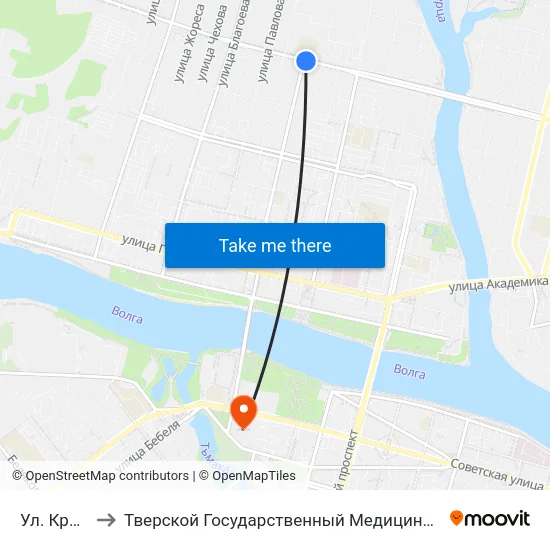Ул. Красина to Тверской Государственный Медицинский Университет map