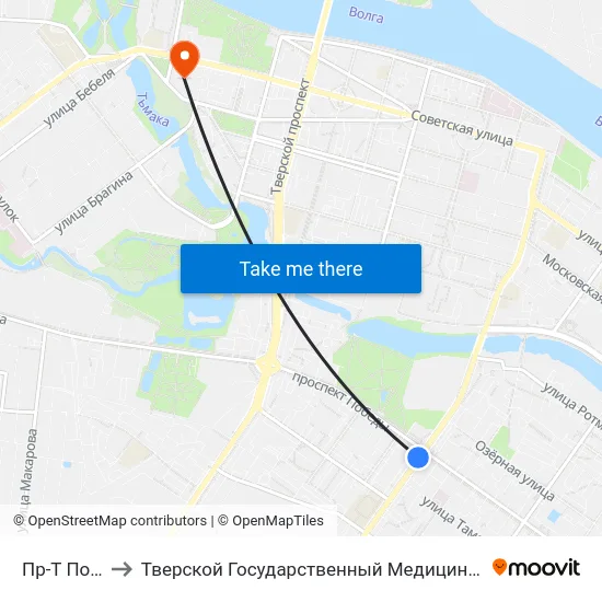 Пр-Т Победы to Тверской Государственный Медицинский Университет map