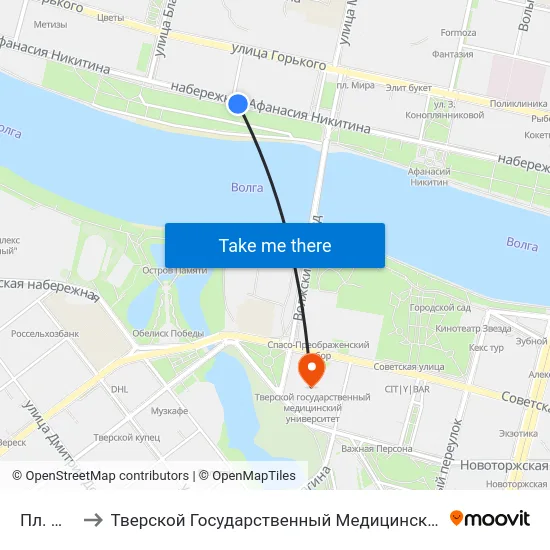 Пл. Мира to Тверской Государственный Медицинский Университет map