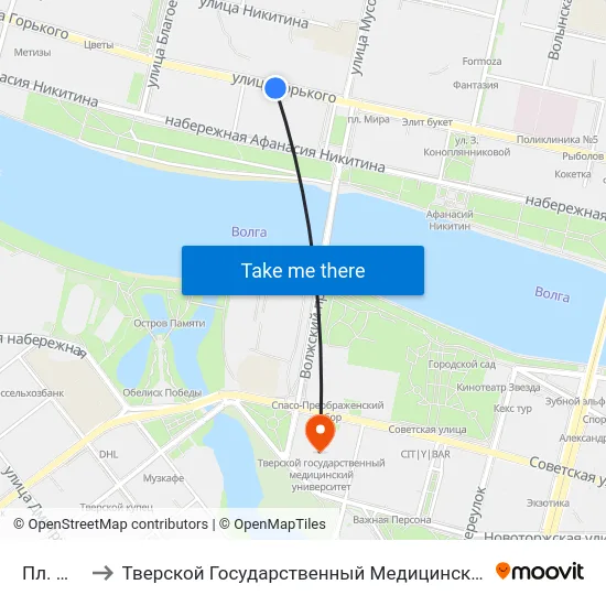 Пл. Мира to Тверской Государственный Медицинский Университет map