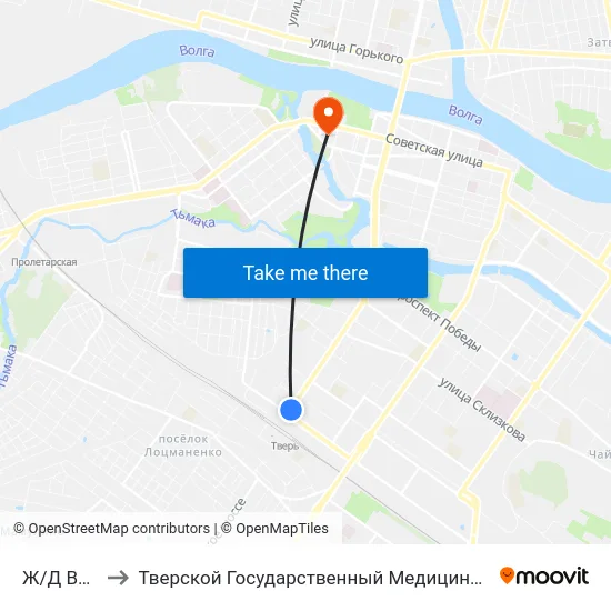 Ж/Д Вокзал to Тверской Государственный Медицинский Университет map