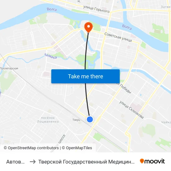 Автовокзал to Тверской Государственный Медицинский Университет map
