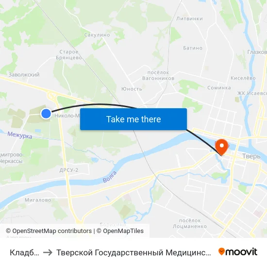Кладбище to Тверской Государственный Медицинский Университет map