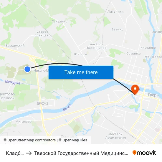 Кладбище to Тверской Государственный Медицинский Университет map