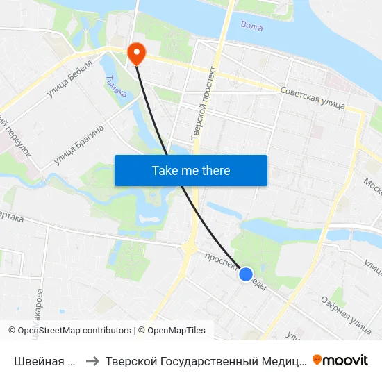 Швейная Фабрика to Тверской Государственный Медицинский Университет map
