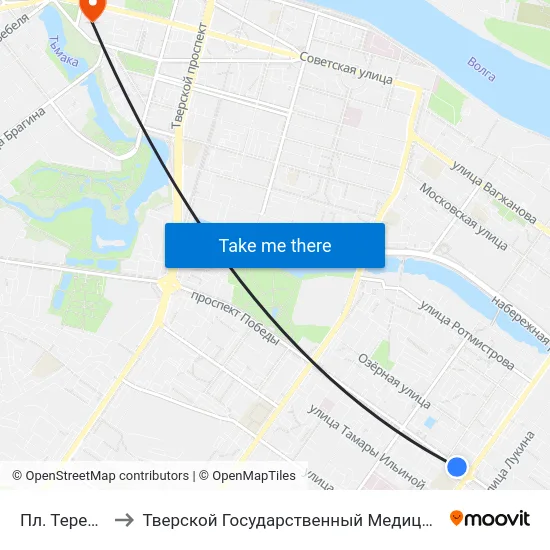 Пл. Терешковой to Тверской Государственный Медицинский Университет map