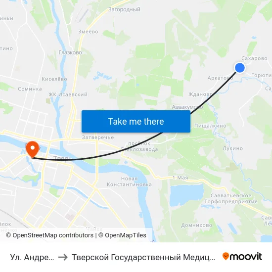 Ул. Андреевская to Тверской Государственный Медицинский Университет map