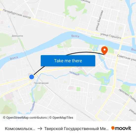 Комсомольская Площадь to Тверской Государственный Медицинский Университет map