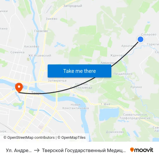 Ул. Андреевская to Тверской Государственный Медицинский Университет map