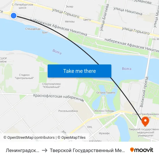 Ленинградская Застава to Тверской Государственный Медицинский Университет map